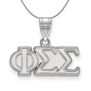 Sterling Silver Phi Sigma Sigma Medium Greek Necklace - 24 Inch